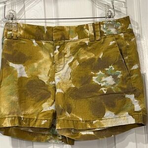 LOFT Mustard Floral Print Cotton Shorts